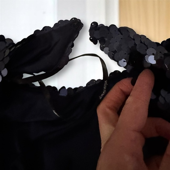 Donna Morgan Navy Blue Sequin Mini Dress | Size 2 - Picture 3 of 5